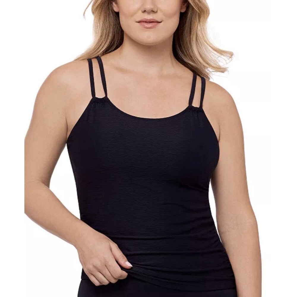 Swim Solutions Tunnel Tankini Top Size 16 NWT Black $58